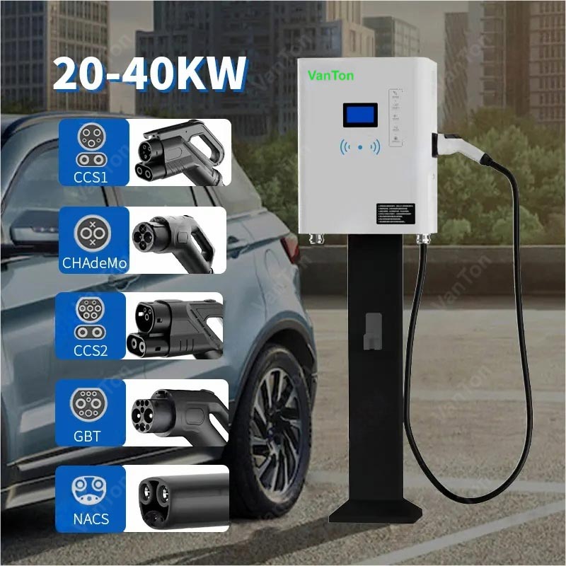 Pila de carga rápida tipo DC EV montada en la pared de 40KW IP54 con una sola pistola